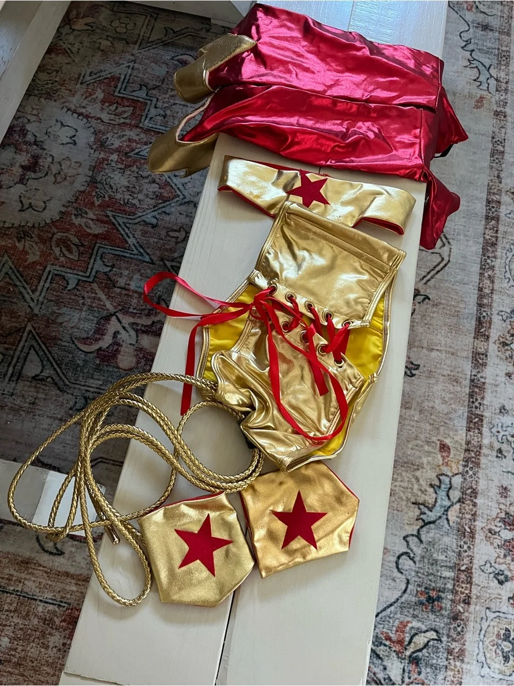 Starline LA Lady Power Wonder Costume - Red, Blue, Gold (M)